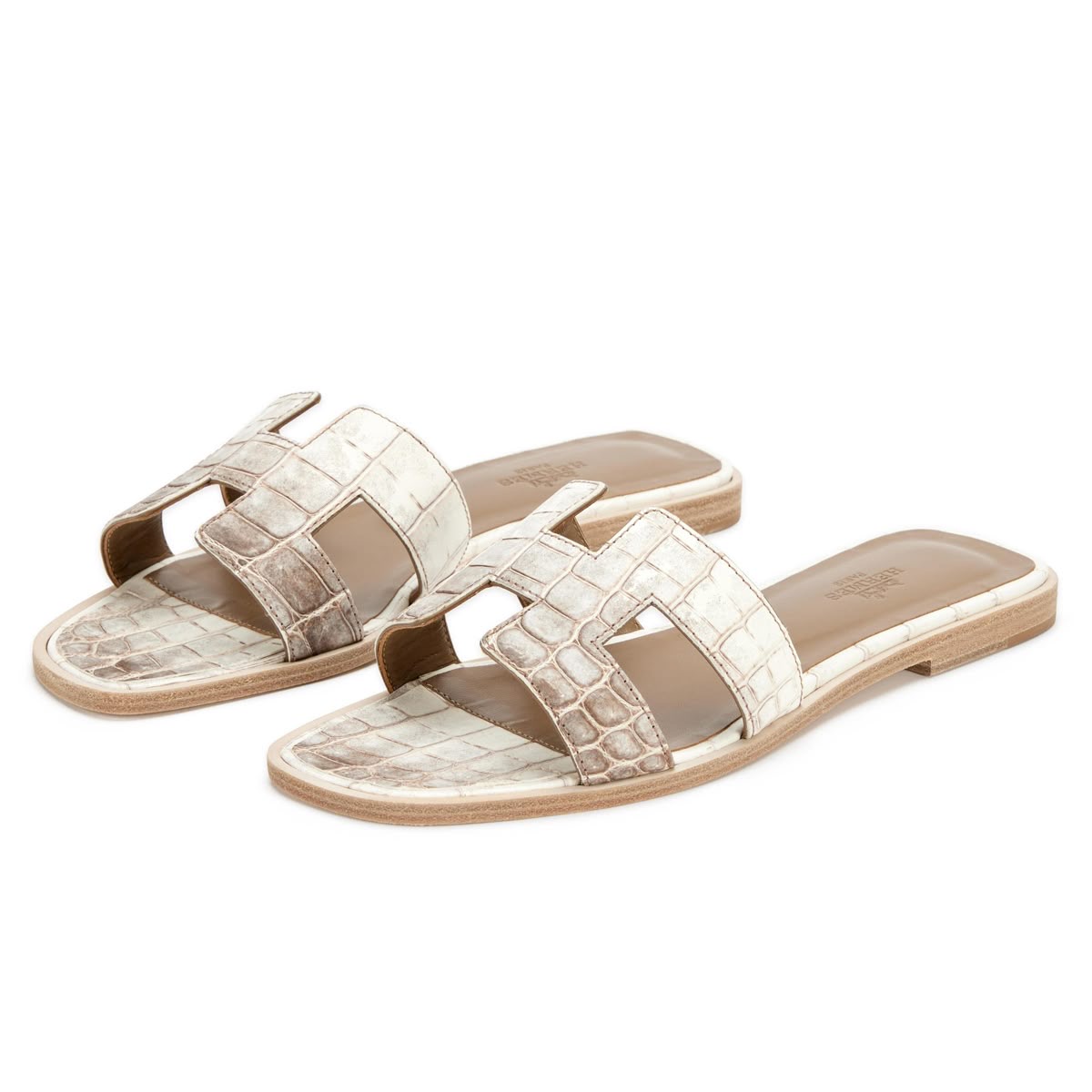  Hermès Oran Sandals in Himalaya Niloticus Crocodile leather