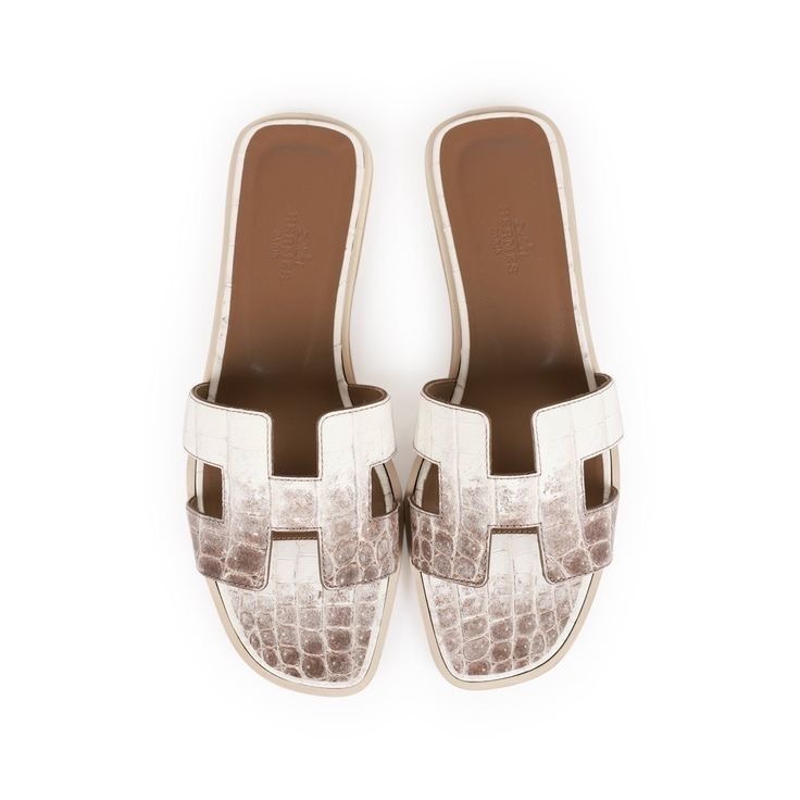  Hermès Oran Sandals in Himalaya Niloticus Crocodile leather